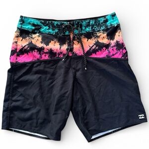 Billabong Fifty50 Pro Board Shorts Mens Sz  29 Black/Multi  Very Good Condition
